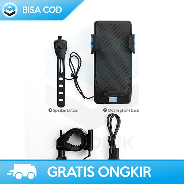 LAMPU DEPAN SEPEDA 319 COOLCHANGE HOLDER HP POWERBANK 2000MAH 3 LIGHT