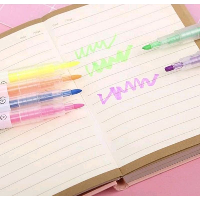 Stabilo Set Warna Warni Doble / 3pcs 6warna / Side Pulpen 2Sisi  HIGHLIGTER