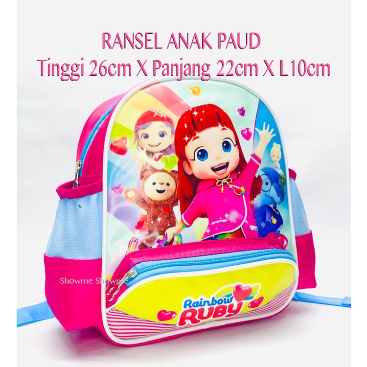 Showme Tas Ransel Anak Sekolah PAUD 10in (T26cm X P20cm X L10cm) RAINBOW RUBY