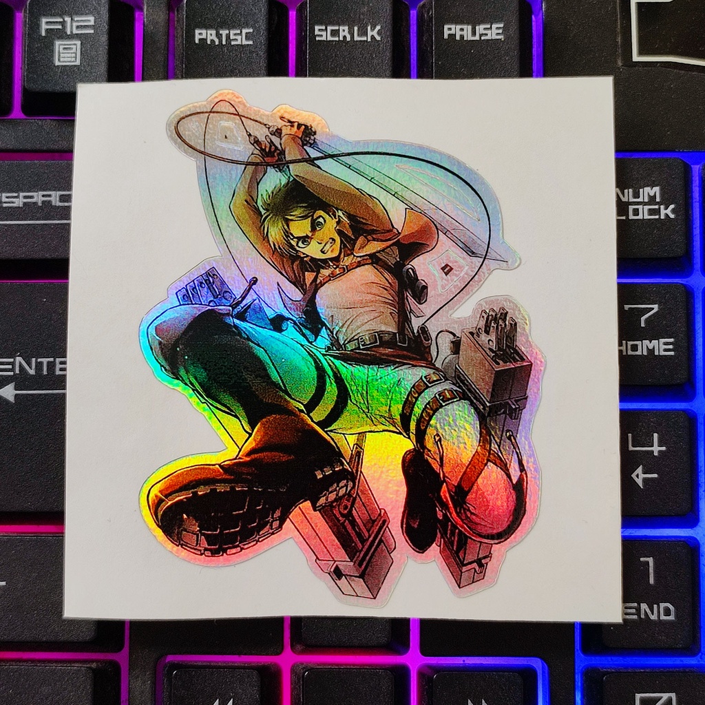 STICKER STIKER HOLOGRAM ANIME -AOT EREN JEAGER  - STIKER ANIME