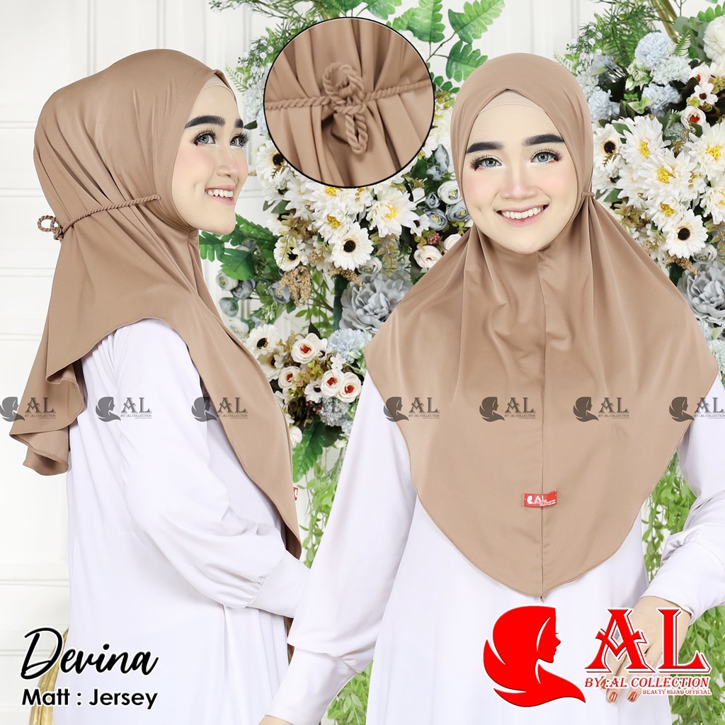 HIJAB INSTAN PREMIUM DEVINA TALI KEPANG ROPEL ORI AL-COLLECTION BERGO PET JILBAB INSTAN BERGO MARYAM ROPEL HIJAB TALI ULIR BERGO ROPEL