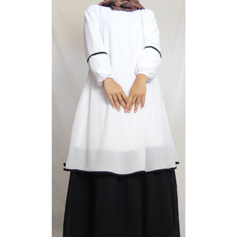 Gamis Guru Hitam Putih Aliyah Model 2 Layer