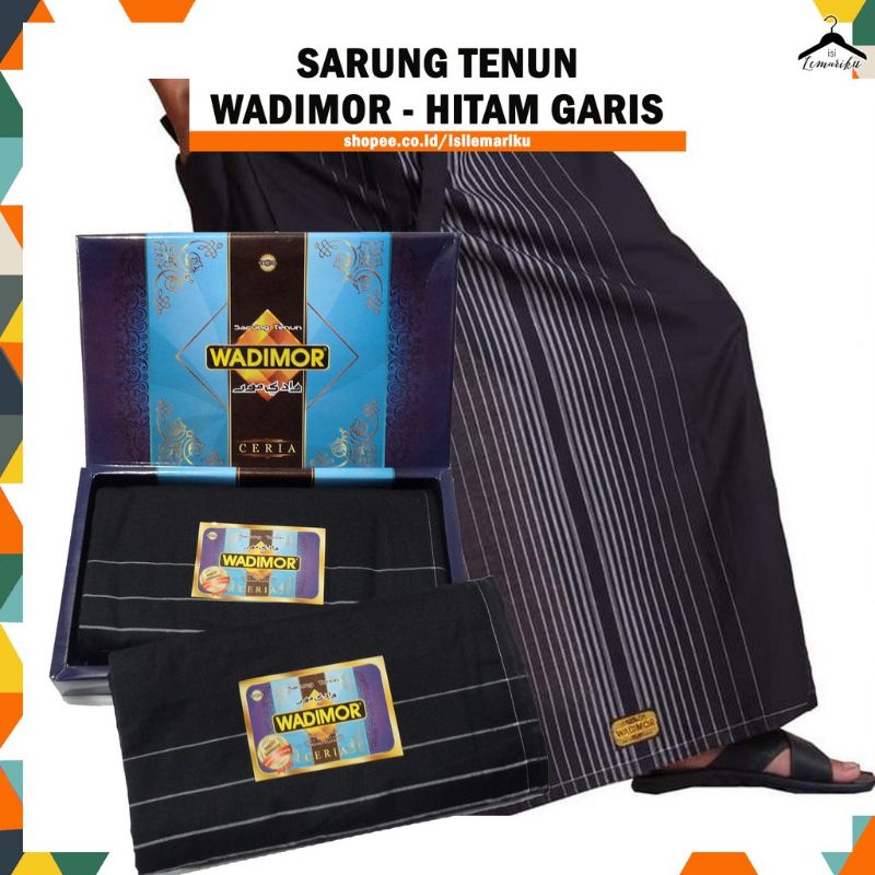 sarung wadimor dewasa polos hitam/putih kain sarung perlengkapan sholat