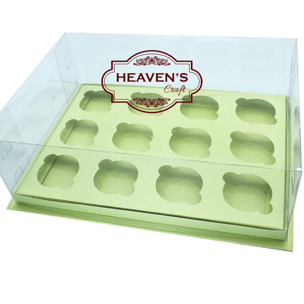 Box cupcake isi 12 hijau muda