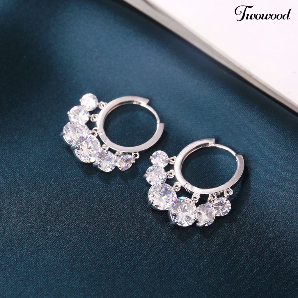 1 Pasang Anting Hoop Bahan Alloy Tahan Korosi Untuk Wanita