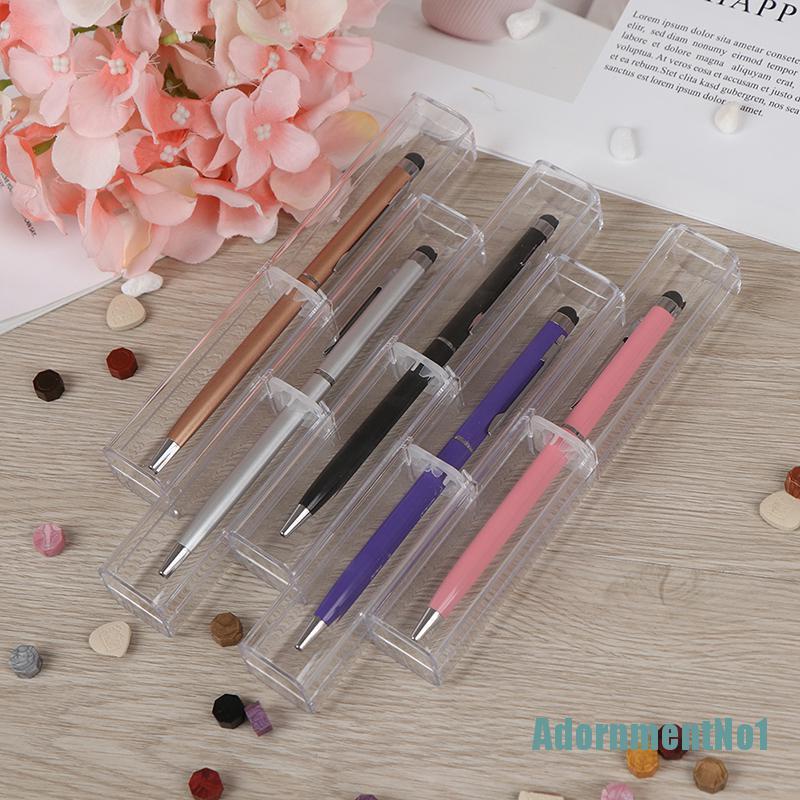 (AdornmentNo1) 1pc Kotak Plastik Transparan holder pen Kristal Untuk Hadiah