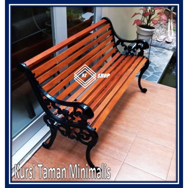 Jual KURSI TAMAN/TERAS MINIMALIS HITAM COKELAT KAYU | Shopee Indonesia