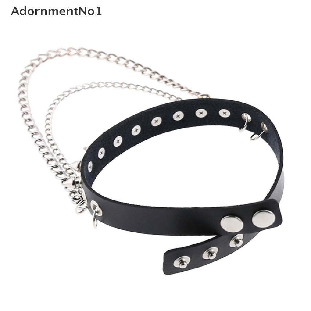 (AdornmentNo1) Kalung Choker Gaya Punk Gothic Bahan Kulit Aksen Rivet Untuk Pria / Wanita