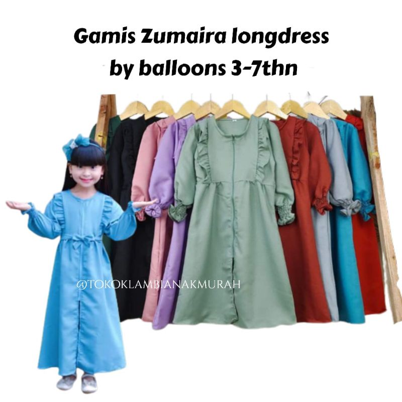 Zumaira long dress 3-9thn / gamis anak perempuan