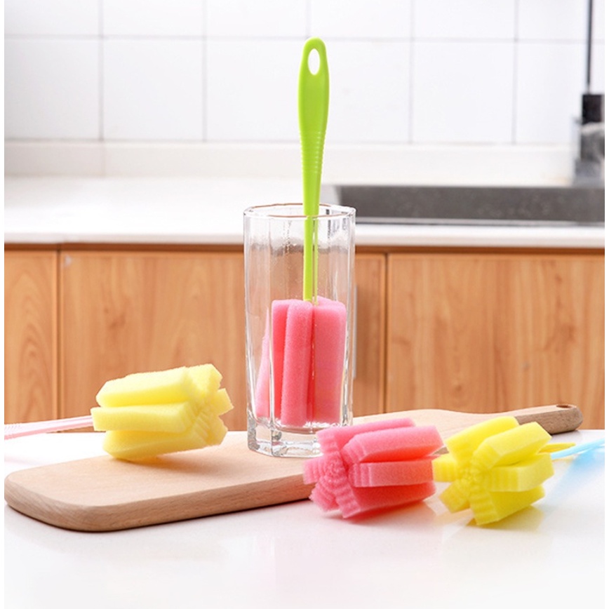 Spons Tongkat Pembersih Botol Minum Sikat Busa Pembersih Dot Susu Bayi Cleaner Sponge Stick Sikat Spon Pencuci Gelas Serbaguna