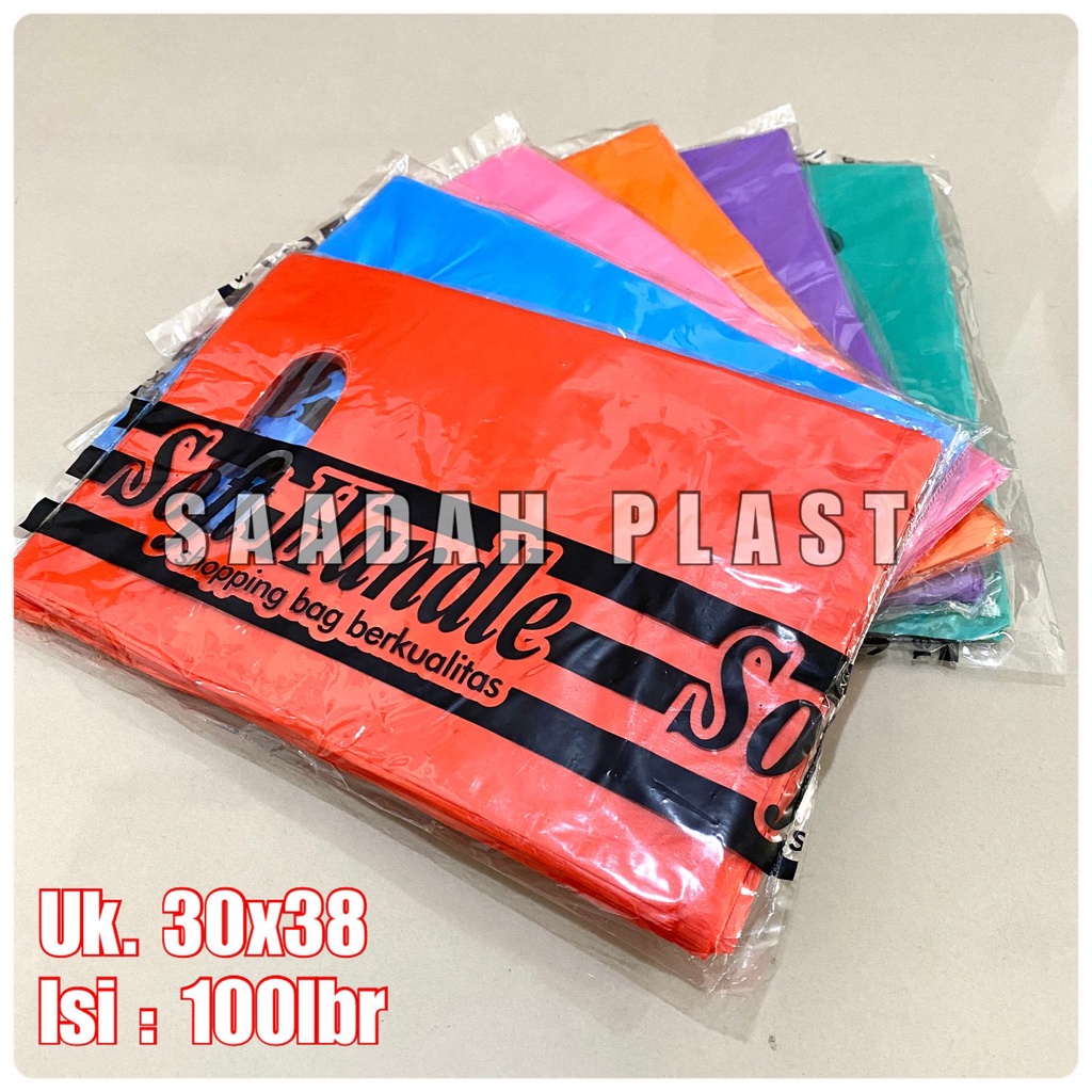 Kantong Plastik Oval Pond Polos 30x38 - HD Shopping Bag Plong Warna