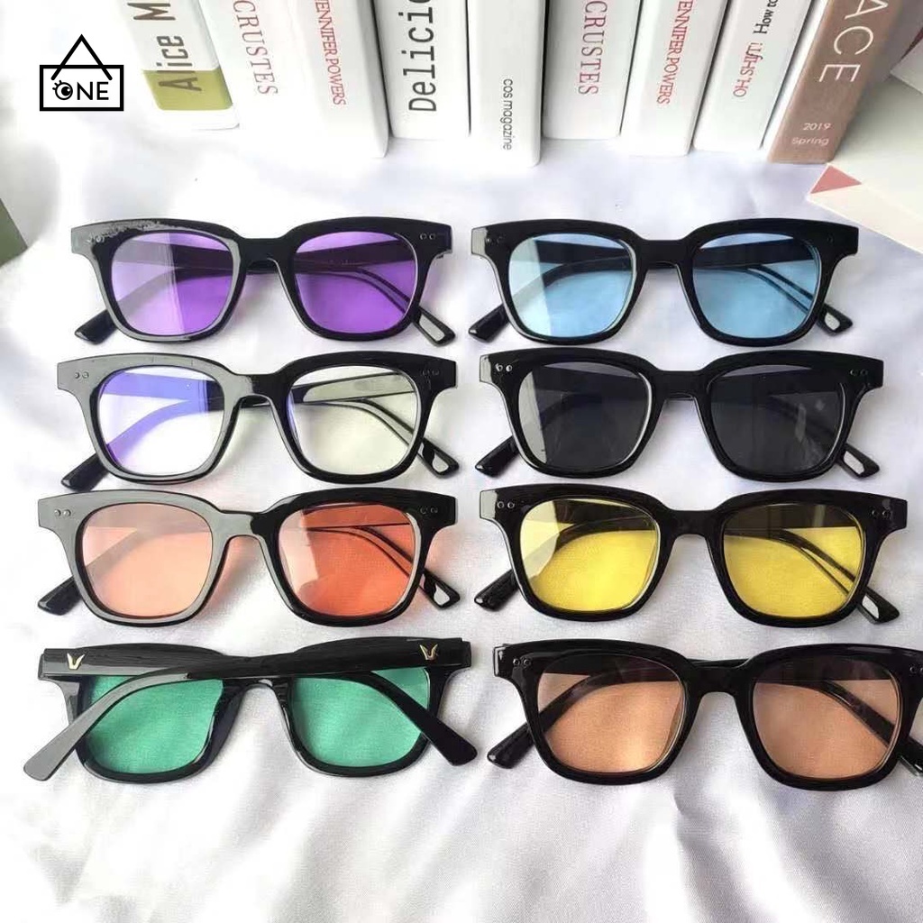 COD❤Korea Kacamata Hitam Warna Permen Kacamata Wanita / Pria Fashion Candy Color Warna Kuning Korea