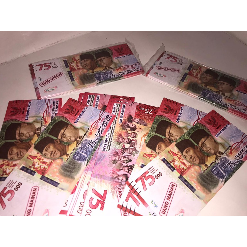GB - Uang Mainan Anak Pecahan 75 Ribuan (Replika) / Uang Mainan Lucu