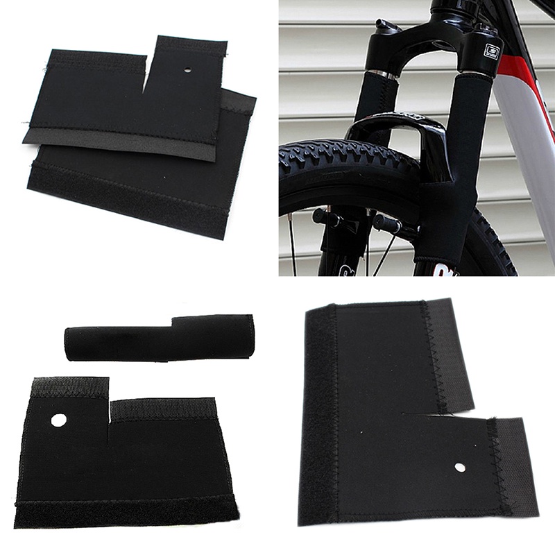 {LUCKID}2Pc Cycling MTB Bike Bicycle Front Fork Protector Pad Wrap Cover Set Black