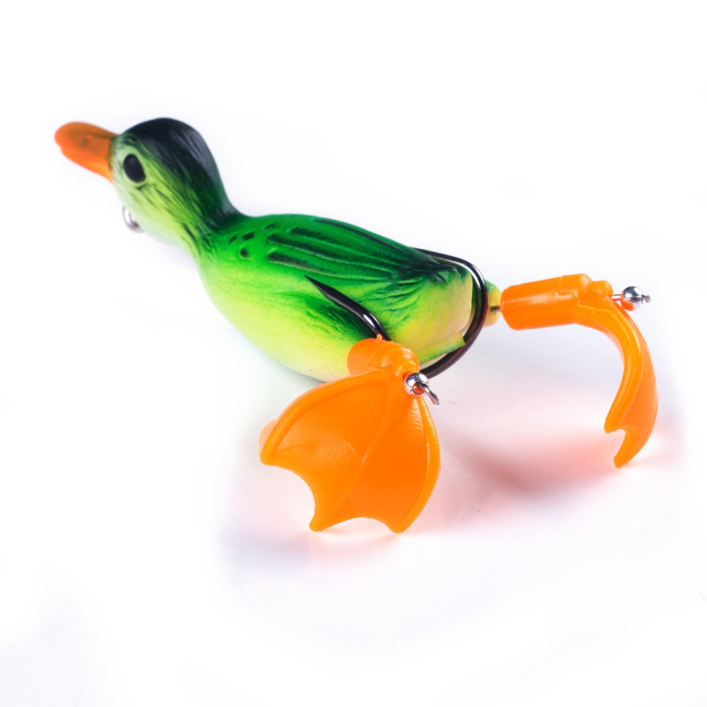 Hengjia 1pc Umpan Pancing Plastik Tiruan Bentuk Bebek Bermata 3d Eyes Rotasi Fishing bait 8.5cm/11.5g Propeller Flipper Duck Fishing Lure Umpan Buatan 10 Warna Kaki Berputar Katak Sinar Ducking Frog Lure