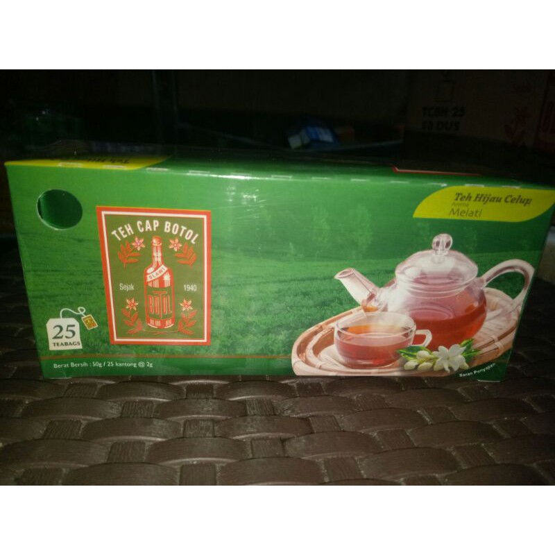 

Teh Cap Botol Kotak isi 25 Teabags Teh Hijau Celup Aroma Melati