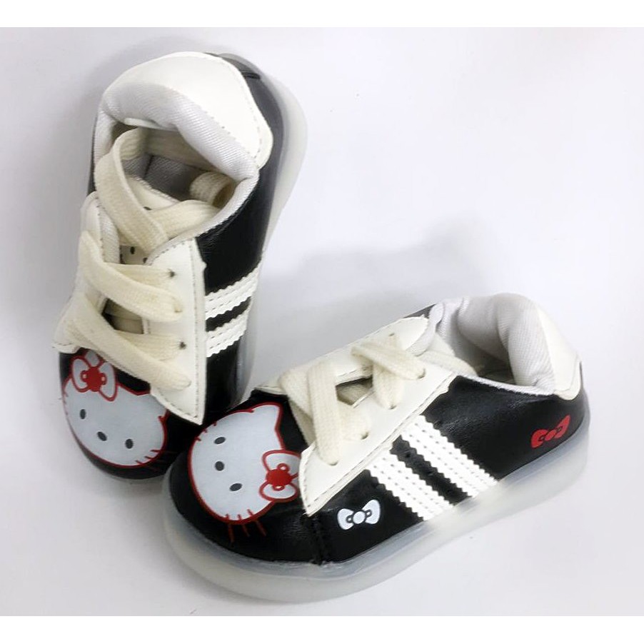 Sepatu Anak Motif Kucing Dengan Stripe Black