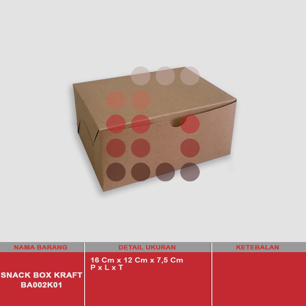 SNACK BOX KRAFT 16*12 (BA002K01) ISI 10 PCS