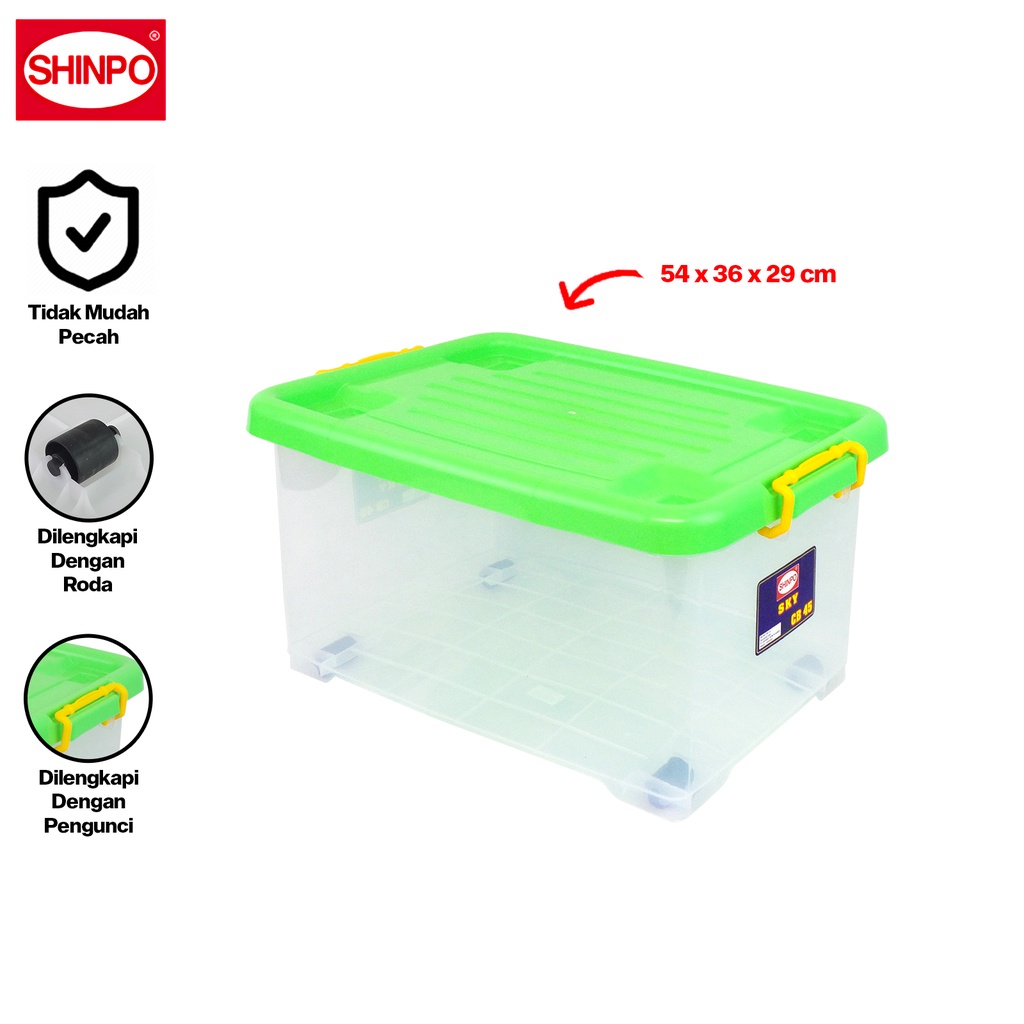 

SHINPO Kontainer Plastik Dengan Roda Sky Container Box Kotak Penyimpanan SPO-SIP-111-CB-45
