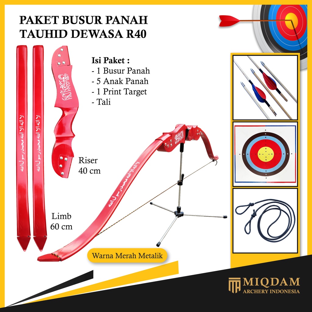 Busur Panah Tauhid Dewasa R40 || Face Target || 5 Arrow