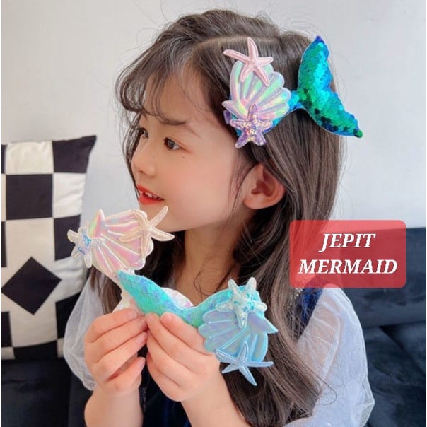 JEPIT RAMBUT MERMAID AKSESORIS PITA ANAK CEWEK ALA PRINCESS KOREA IMPORT