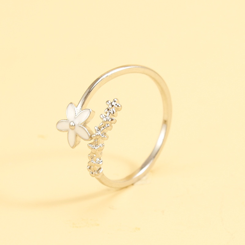 Cincin Model Terbuka Adjustable Desain Bunga Gaya Korea Untuk Wanita