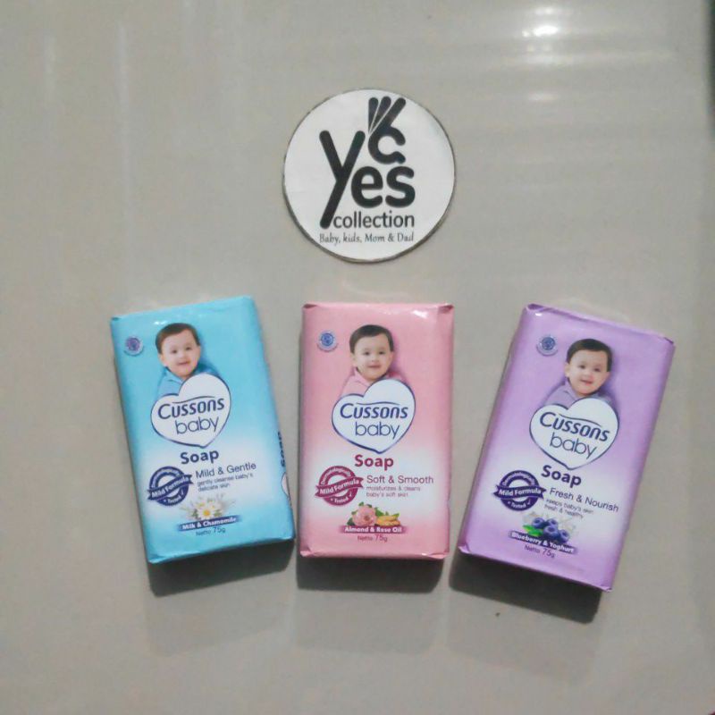 Cussons baby soap 75 - 100 g sabun batang cusson cuson fresh nourish soft and smooth pink ungu biru