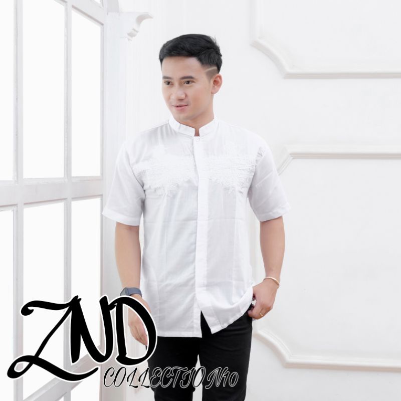 murah koko putih bordir,koko pria dewasa,koko bordir dewasa,koko pendek bordir,koko putih pendek