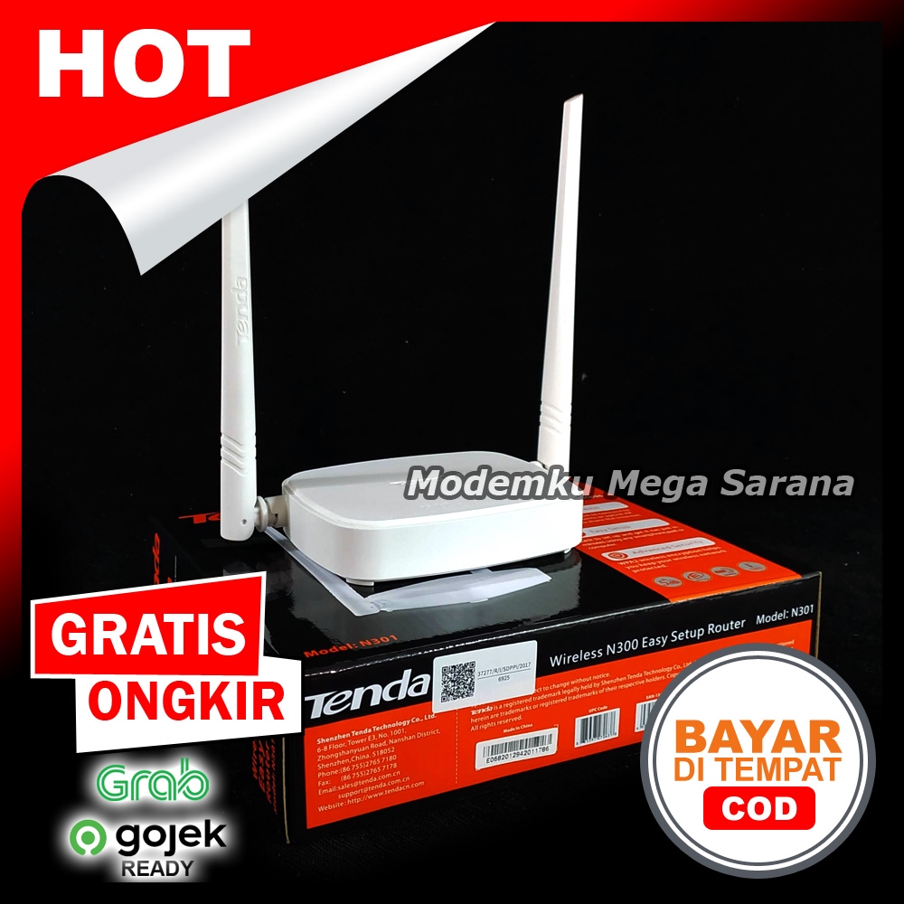 Tenda Router N301 Wireless N300 Easy Setup 300Mbps