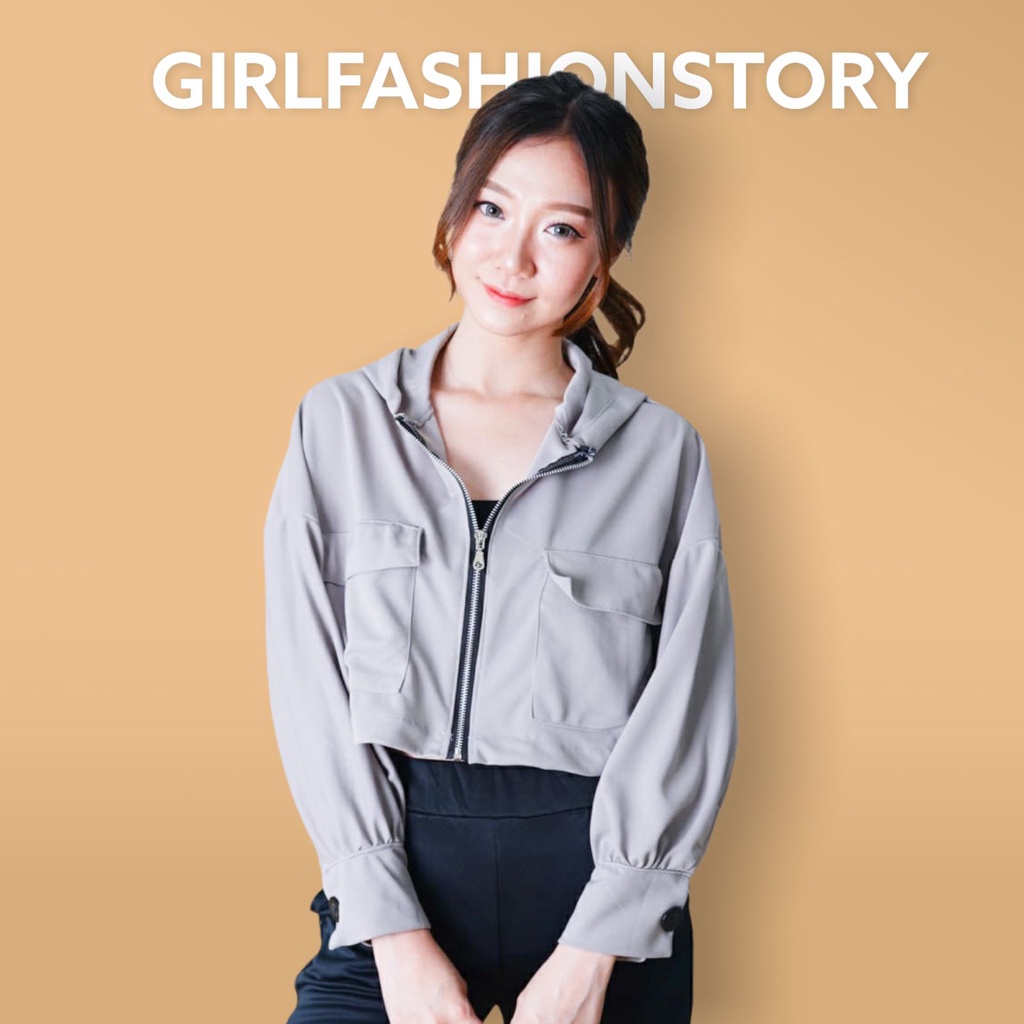 BEFAST - ZFS OOTD Wanita Jaket TEGUH / BEATRIX OVERSIZE CROP JACKET / Jaket Crop / Jaket Resleting / Jaket Polos / Jaket Atasan Remaja Kekinian / Jaket Ala Korean Terbaru 2022