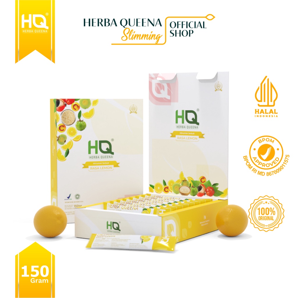 HQ Herba Queena Slimming Minuman Serbuk Rasa Lemon 100% Herbal (Paket Variasi Slimming) 1 Sachet-4 S