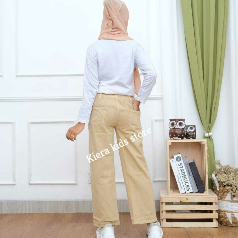 Highwaist kulot jeans premium anak perempuan usia 8-14 thn