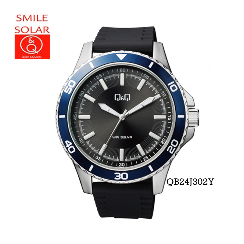 Jam Tangan Pria Stylist Casual Rubber Analog Original Q&amp;Q QnQ QQ QB24 QB24J Series