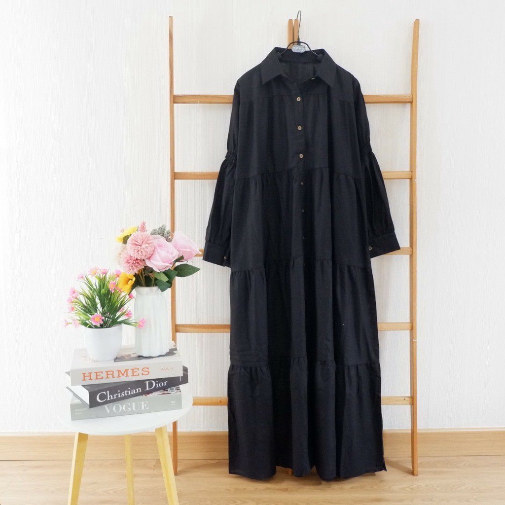 Gamis Maxi Rayon Linen Import Rample Jumbo Mewah