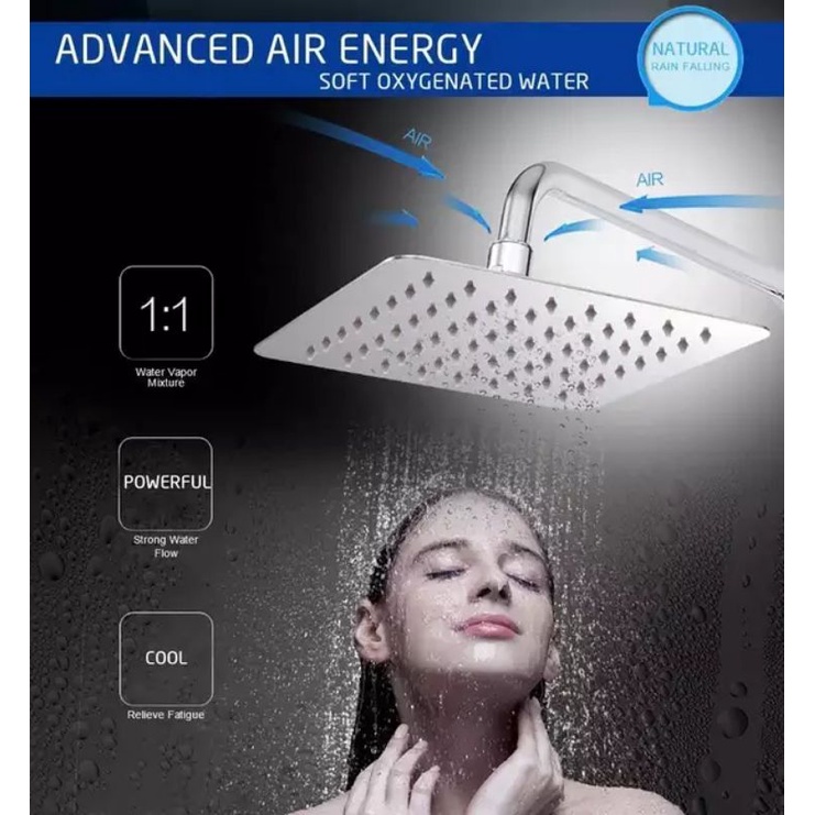 Shower Kamar Mandi Wall Shower 8&quot; Shower Tembok Stainless 8 Inch