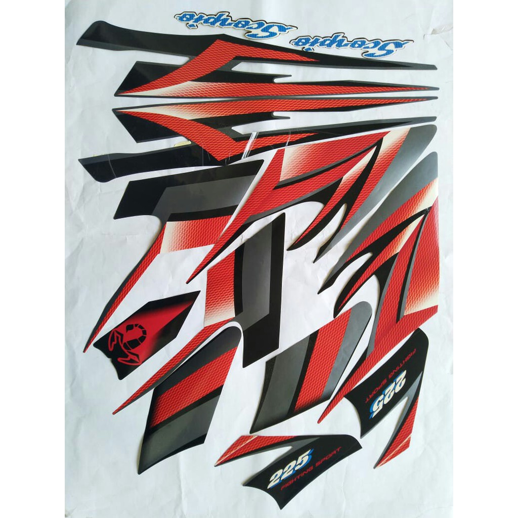 stiker striping motor yamaha scorpio 2004 hitam merah