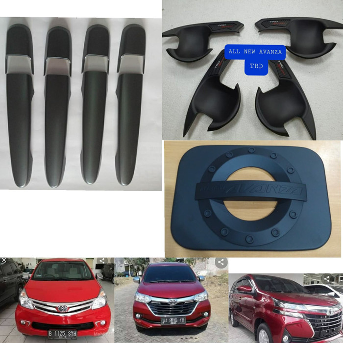 PAKET cover handle PINTU + outer MANGKOK TRD + tank cover TUTUP BENSIN TOYOTA ALL NEW AVANZA HITAM