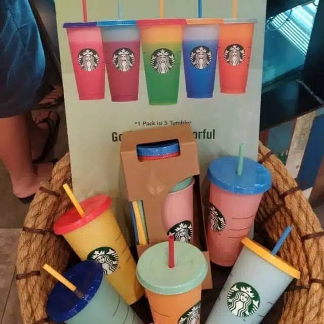 Tumbler Starbucks Color Changing Cups Berubah warna Portable Reusable Cup