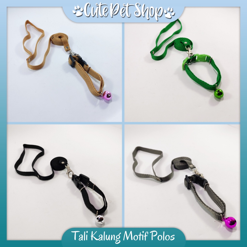 Tali Kalung Kucing Lonceng 14 mm ( Motif Polos)/Tali Tuntun Kucing Murah/Tali Kalung Kucing Panjang
