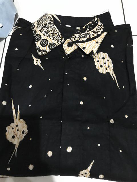 Kemeja Batik Kerja Big Size Jumbo Size Fit Xxl Ld 115 Warna Hitam Putih Casual Formal Kondangan