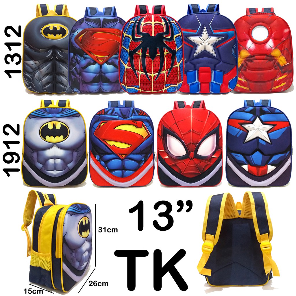 Tas Anak Laki Laki TImbul Otot Superhero Kaptain Batman Spiderman Captain