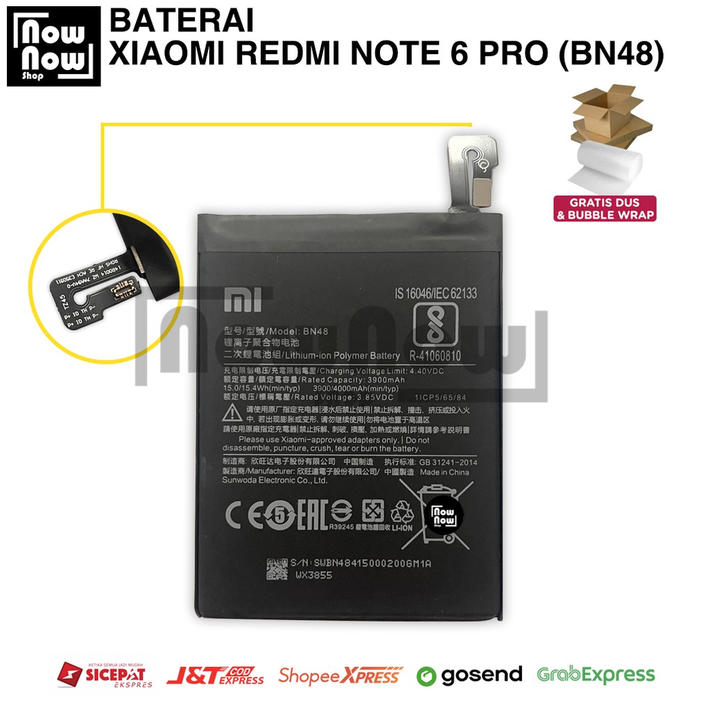 Baterai Xiaomi Redmi Note 6 Pro BN48 BN 48 Original Batre Batrai Battery HP