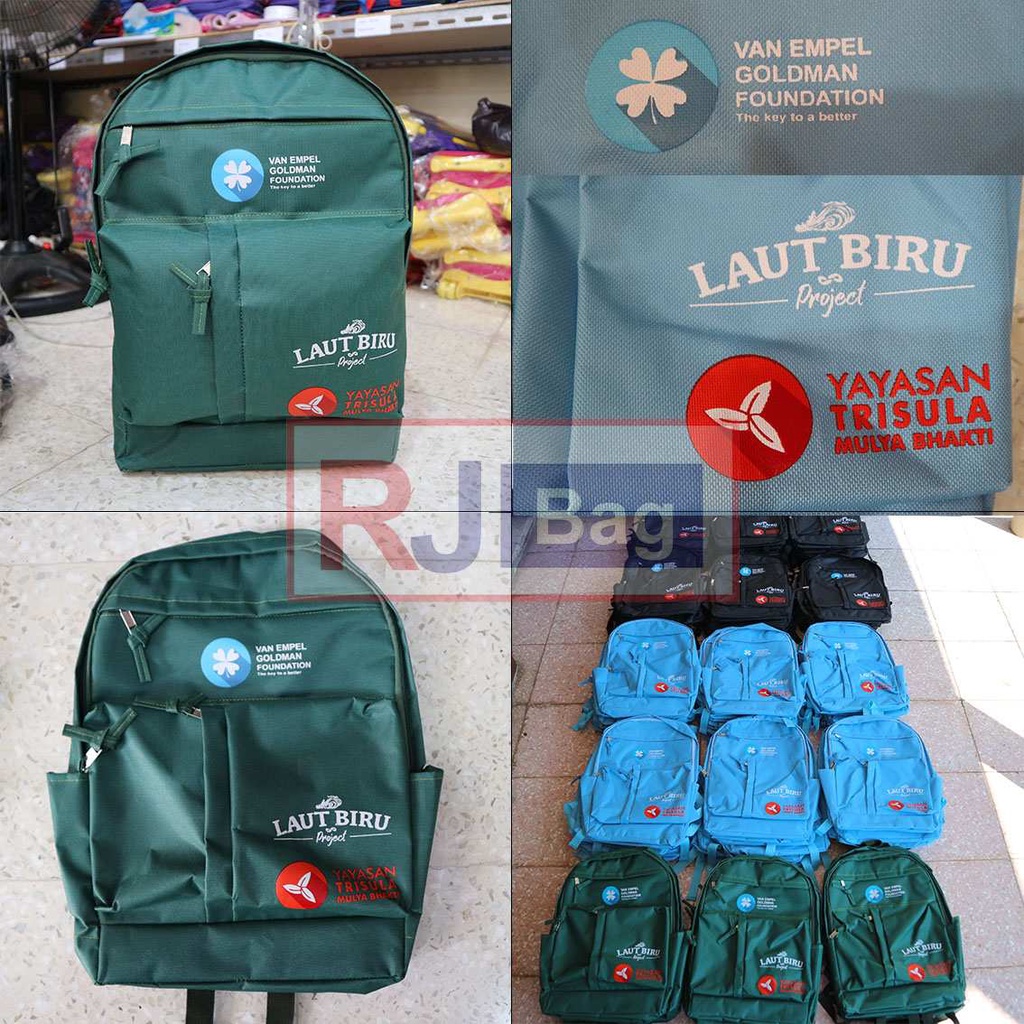 Tas Ransel Grosir Cewek Termurah Korean Style Pesanan Ransel Grosir Custom GOLDMAN FOUNDATION LAUT BIRU PROJECT