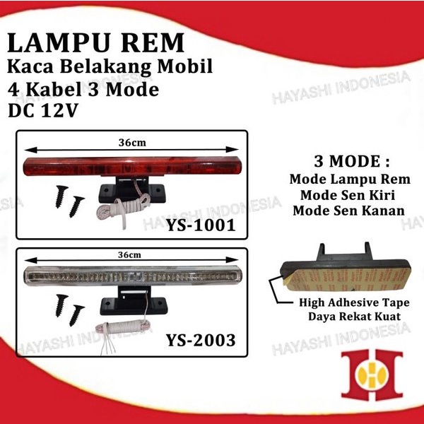 Lampu Rem Strobo Kedip Brake Stop Light Tempel Kaca Belakang Mobil