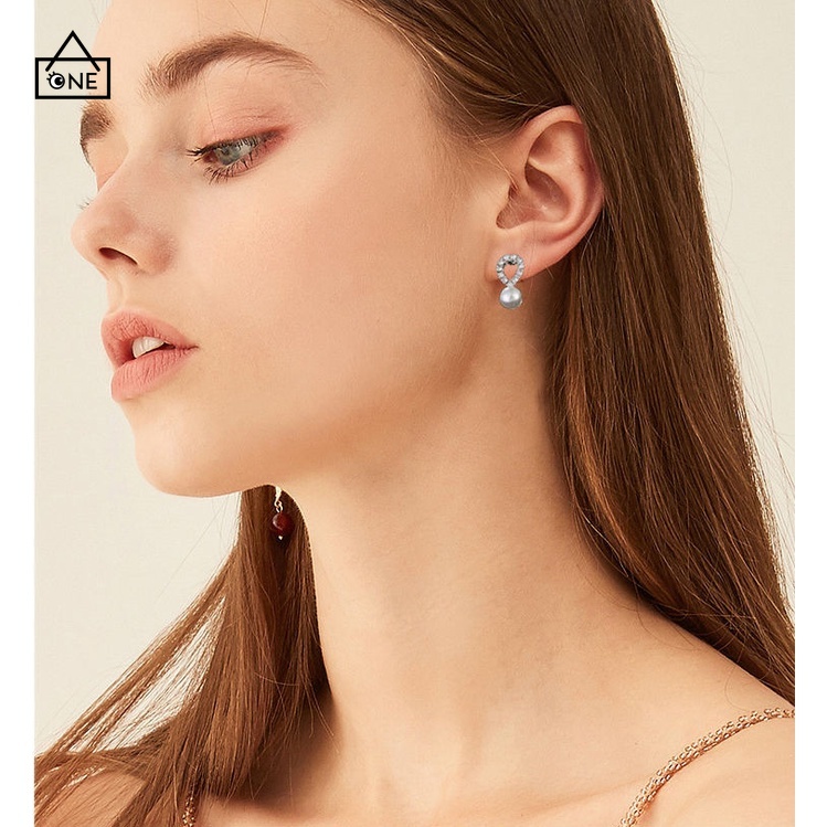 COD❤Anting ​Korea Mutiara Pejantan Kristal Fashion Wanita Murah Hati Mutiara Pesona Zirkon Fashion Korea