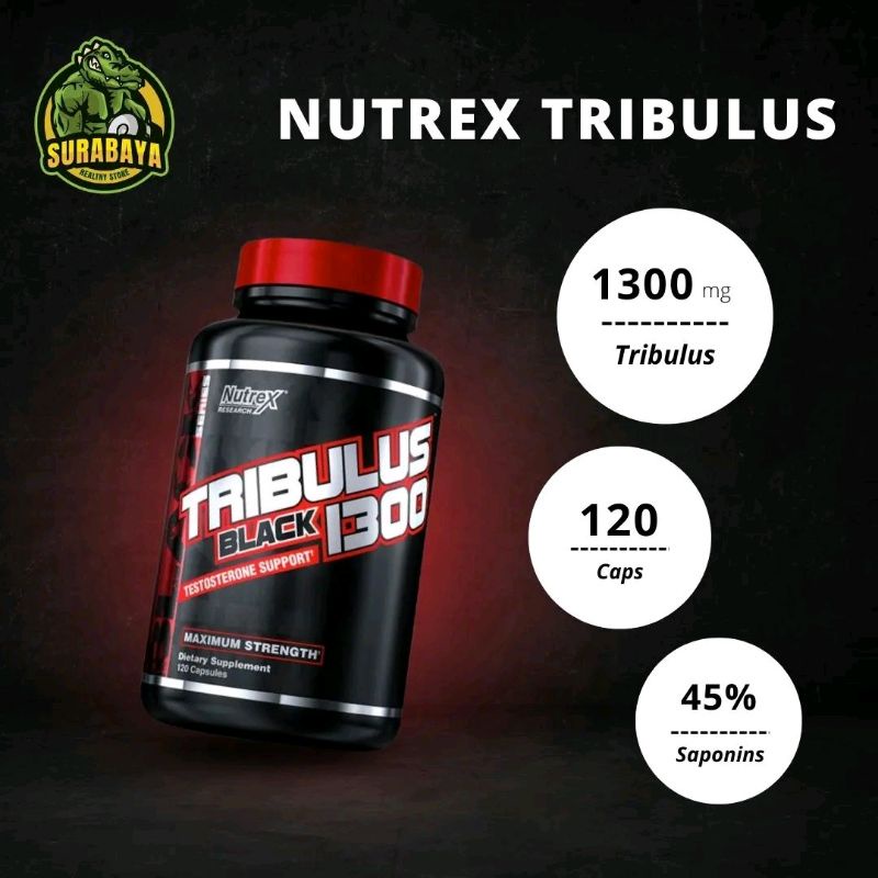 NUTREX RESEARCH TRIBULUS BLACK 1300 120 CAPSULES SUPLEMEN GYM FITNES FITNESS TESTOSTERONE BOOSTER NATURAL HORMON NOT ZMA 120 TABLET