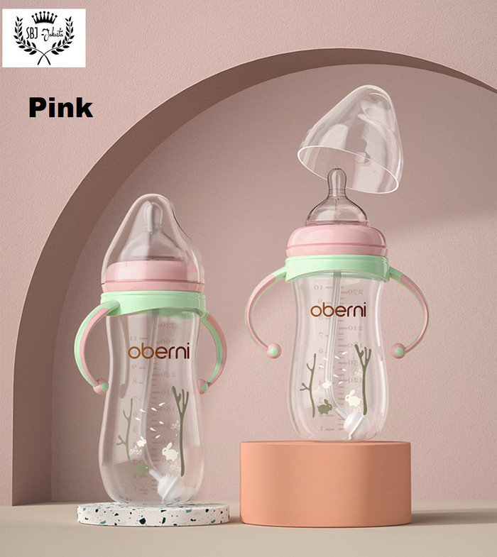 Oberni Botol Minum Botol susu Bayi Baby Balita BPA Free dgn Dot 330ml - Merah Muda