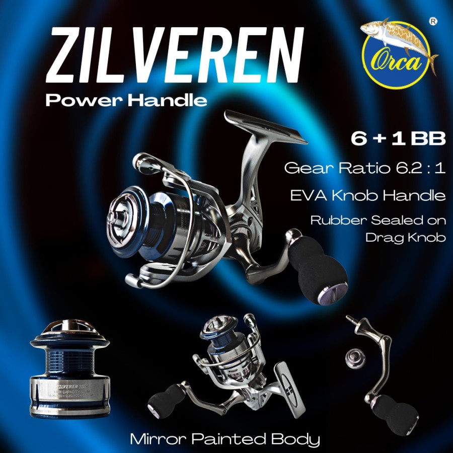 Reel Power Handle Orca ZILVEREN 1000 Cocok Untuk Ultralight Casting Maupun Spining Bagus Kuat Ratio 