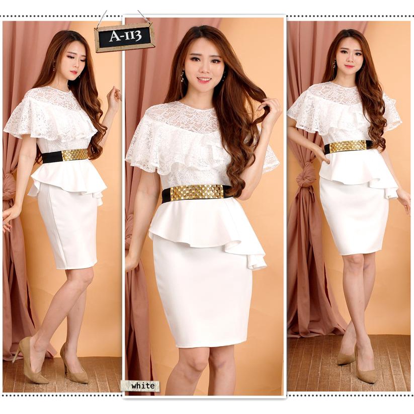 Kathryn collection # 113,  dres span scuba import premium kombinasi brukat gliter free belt