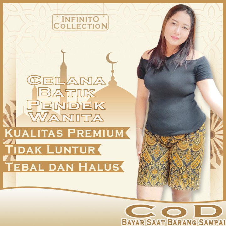  Celana  Pendek  Batik Wanita  Kekinian  Motif Semen Romo Bahan 